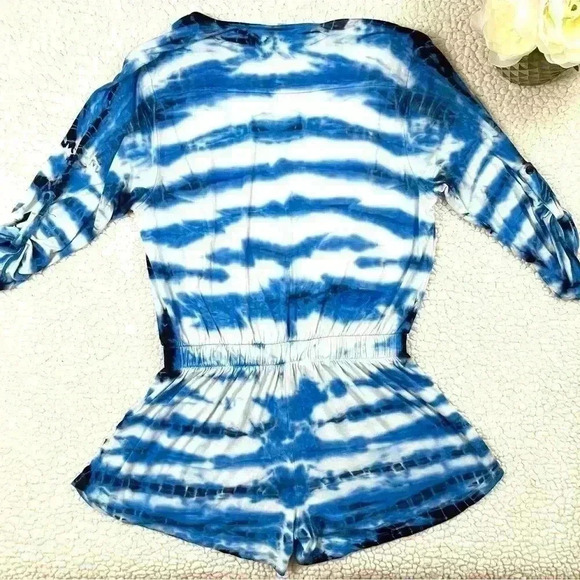 Young Fabulous & Broke Tie Dye Elastic Waist 3/4 Tab Sleeve Jumper Romper Size S - Picture 8 of 14